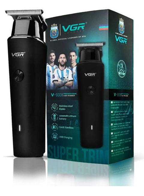 ماكينة حلاقة منزلية متقدمة V-933 قابلة لإعادة الشحن عبر USB، فرشاة تنظيف، غطاء حماية، كابل شحن USB، 3 مشط توجيهي، بطارية ليثيوم بسعة 2000 مللي أمبير