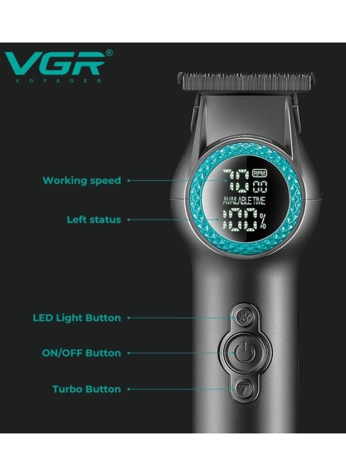 VGR - V-990 Ultra-Premium Zero Gapped Professional 8000 RPM 2 Speed Hair Trimmer Ceramic & Powder Metallurgic Blade Digital Display 2000mAh Lithium battery Cord/Cordless type-C USB charge 200 Min - Image 1