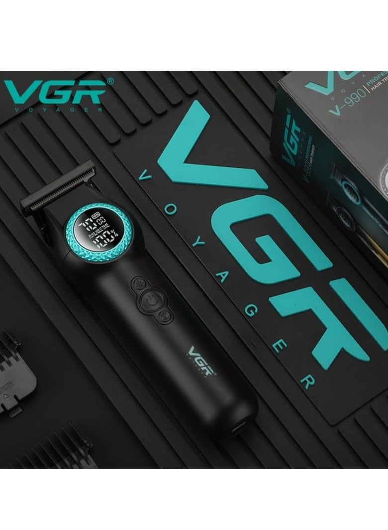 VGR - V-990 Ultra-Premium Zero Gapped Professional 8000 RPM 2 Speed Hair Trimmer Ceramic & Powder Metallurgic Blade Digital Display 2000mAh Lithium battery Cord/Cordless type-C USB charge 200 Min - Image 1