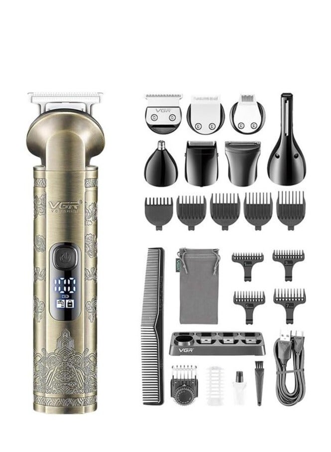 VGR V-110 8-in-1 Face Hair Body & Private Parts Multi Grooming Kit Hair Trimmer Beard Trimmer Ear & Nose Trimmer Head Shaver Full Body Grooming Kit Metal Body with Travel Pouch Runtime 180 minutes  - Image 1