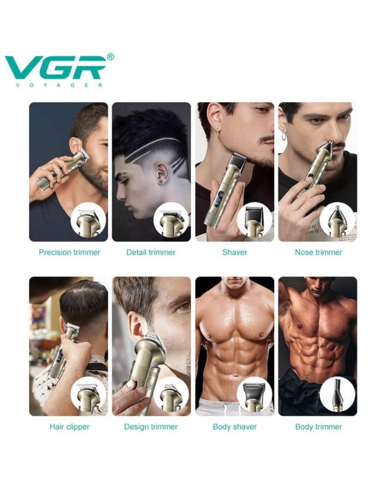 VGR V-110 8-in-1 Face Hair Body & Private Parts Multi Grooming Kit Hair Trimmer Beard Trimmer Ear & Nose Trimmer Head Shaver Full Body Grooming Kit Metal Body with Travel Pouch Runtime 180 minutes  - Image 4