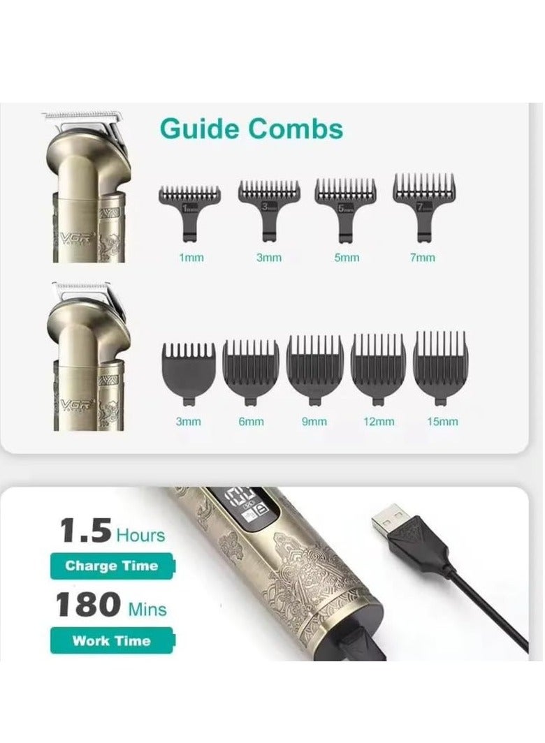 VGR V-110 8-in-1 Face Hair Body & Private Parts Multi Grooming Kit Hair Trimmer Beard Trimmer Ear & Nose Trimmer Head Shaver Full Body Grooming Kit Metal Body with Travel Pouch Runtime 180 minutes  - Image 3
