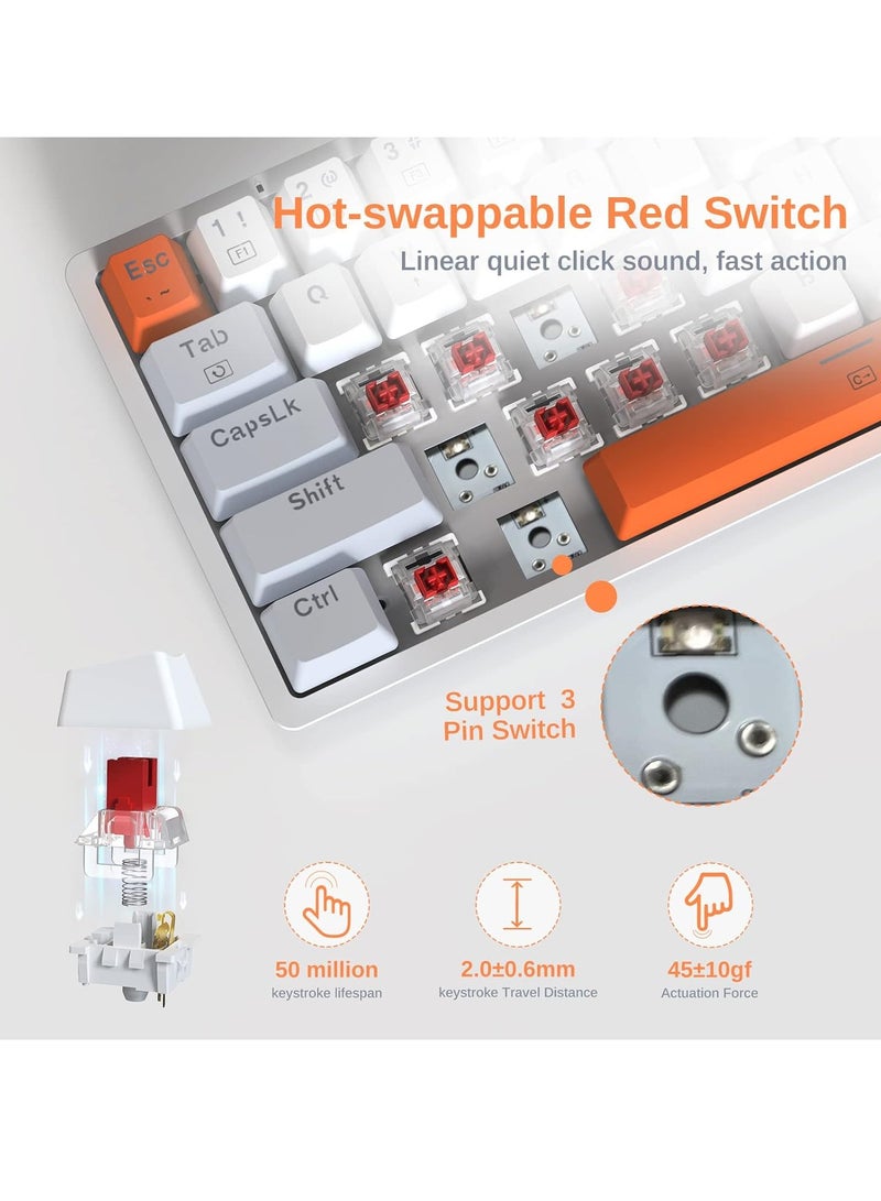 ريدراجون - Mechanical Gaming Keyboard 60% , RGB Backlit Ultra-Compact Hot-Swappable Red Switch, Fully Programmable Pro Software Supported, K642WGO-RGB - Image 1