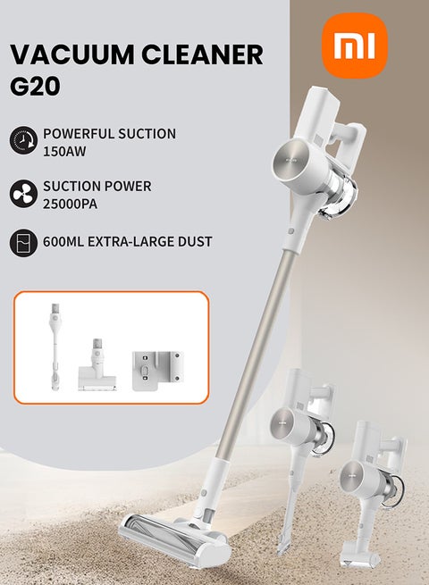 MI Cordless Vacuum Cleaner G20,150AW Maximum Suction Power | LED Searchlight | Ultra-long battery life | 12-cone Dust-air Separation |99.9% High-efficiency Filtering 600 ml 460 W D205 White