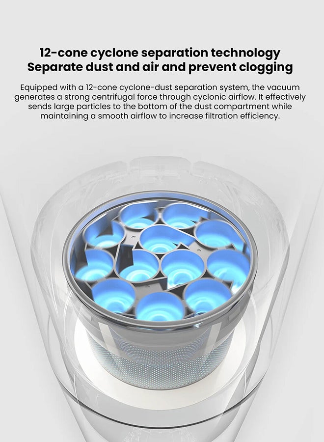 Xiaomi - MI Cordless Vacuum Cleaner G20,150AW Maximum Suction Power | LED Searchlight | Ultra-long battery life | 12-cone Dust-air Separation |99.9% High-efficiency Filtering 600 ml 460 W D205 White - Image 1