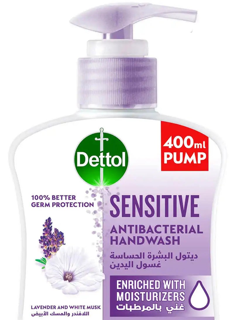 Dettol Pack Of 2 Hand Wash Sensitive Lavender And White Musk Fragrance 400ml  - Image 3