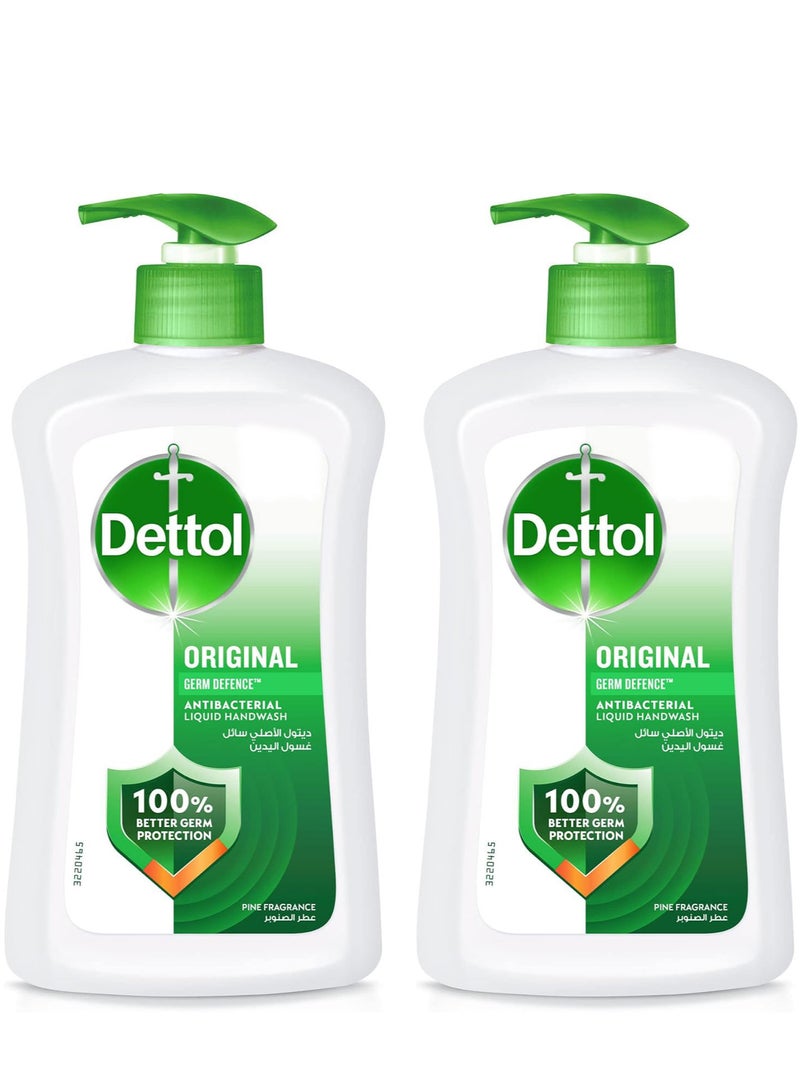 Dettol Pack Of 2 Dettol Hand Wash Liquid Soap Original Pump Pine Fragrance 400ml - Image 1