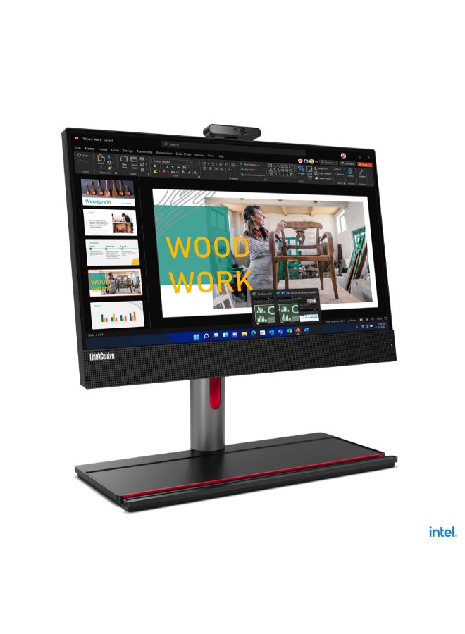 لينوفو - ThinkCentre M70 AIO With 21.5-Inch Display, Intel Core i5-12400 Processor/8GB RAM/512GB SSD/Integrated Graphics/Windows 11 Pro English/Arabic Black - Image 1
