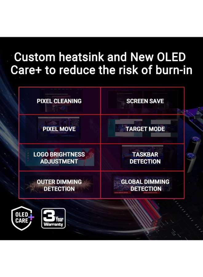 أسوس شاشة الألعاب ROG Swift PG27AQDP بحجم 26.5" QHD OLED متميزة، معدل تحديث 480Hz، زمن استجابة 0.03ms، FreeSync و G-Sync، نسبة تباين 1.5M 1، 10-بت 1.07 مليار لون، مساعد ذكي، PG27AQDP - Image 3