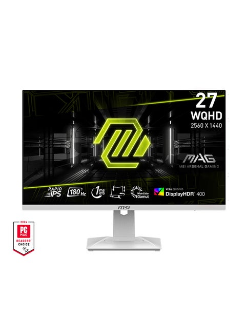 MAG 274QRFW Gaming Monitor, 27" WQHD Rapid IPS, 180Hz Refresh Rate, 1ms (GtG) Response Time, AMD FreeSync Technology, 1.07b MAG-274QRFW White
