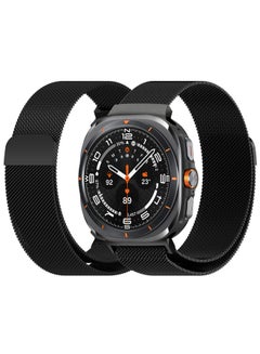 MARGOUN (for Samsung Galaxy Watch 7 Ultra) Milanese Loop, Metal Mesh Adjustable Strap, Magnetic Clasp Mesh Bands Stainless Steel Metal Connector Black  - Image 2