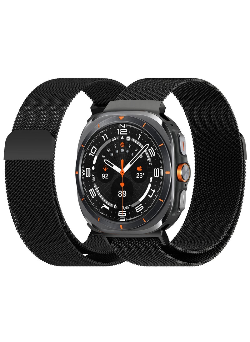 MARGOUN - (for Samsung Galaxy Watch 7 Ultra) Milanese Loop, Metal Mesh Adjustable Strap, Magnetic Clasp Mesh Bands Stainless Steel Metal Connector Black - Image 1