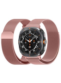MARGOUN (for Samsung Galaxy Watch 7 Ultra) Milanese Loop, Metal Mesh Adjustable Strap, Magnetic Clasp Mesh Bands Stainless Steel Metal Connector Rose Pink  - Image 2