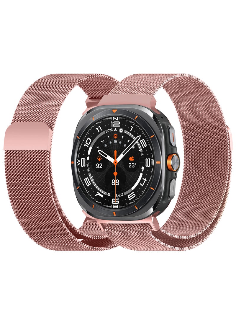 MARGOUN - (for Samsung Galaxy Watch 7 Ultra) Milanese Loop, Metal Mesh Adjustable Strap, Magnetic Clasp Mesh Bands Stainless Steel Metal Connector Rose Pink - Image 1