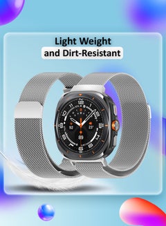 MARGOUN (for Samsung Galaxy Watch 7 Ultra) Milanese Loop, Metal Mesh Adjustable Strap, Magnetic Clasp Mesh Bands Stainless Steel Metal Connector Silver  - Image 5