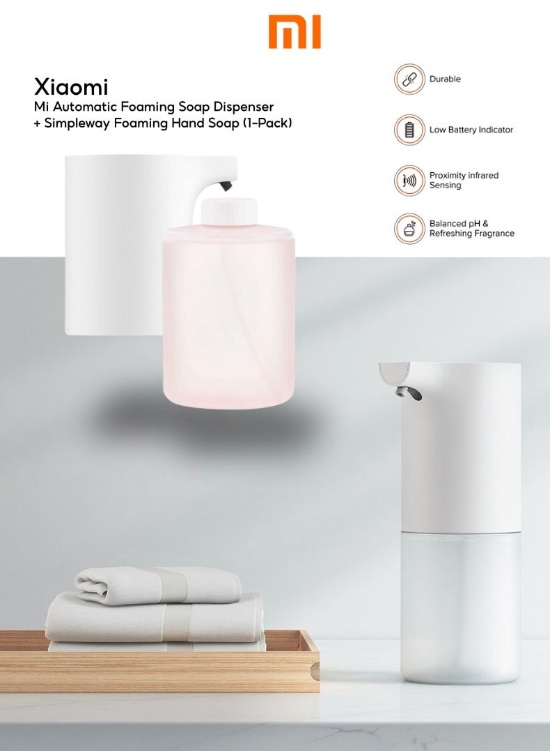 شاومي MI Automatic Foaming Soap Dispenser - Smart Infrared Sensor, Hand Wash, Creamy Foam, IPX4 Waterproof, Contactless Hygiene (Soap Included) MJXSJ03XW White  - Image 2