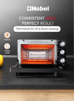 Nobel 35L Oven with Adjustable Temperature Control (70-250°C), 120-Minute Timer, Double Glass Door, And Power 35 L 1500 W NEO40PRO Black  - Image 5