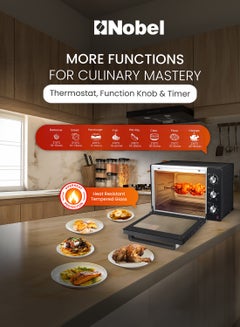 Nobel 35L Oven with Adjustable Temperature Control (70-250°C), 120-Minute Timer, Double Glass Door, And Power 35 L 1500 W NEO40PRO Black  - Image 4