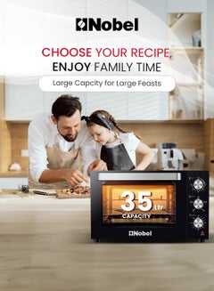 Nobel 35L Oven with Adjustable Temperature Control (70-250°C), 120-Minute Timer, Double Glass Door, And Power 35 L 1500 W NEO40PRO Black  - Image 2