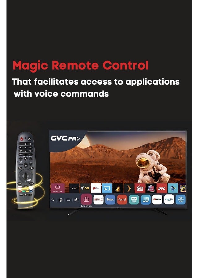 55 Inch WebOs Smart TV with Free wall Mount and Smart Remote + Magic Remote Control, 4K FHD Screen Resolution, HDMI & USB Port, Wi-Fi Connectivity and Built in Receiver, Netflix, YouTube, Shahid and more Supporting Applications - GVC-55WS7200 Black