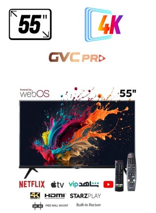 55 Inch WebOs Smart TV with Free wall Mount and Smart Remote + Magic Remote Control, 4K FHD Screen Resolution, HDMI & USB Port, Wi-Fi Connectivity and Built in Receiver, Netflix, YouTube, Shahid and more Supporting Applications - GVC-55WS7200 Black - pnsku/N70114035V/45/_/1739967064/fa7bf5cf-9087-433f-8adf-2f85f55726d5
