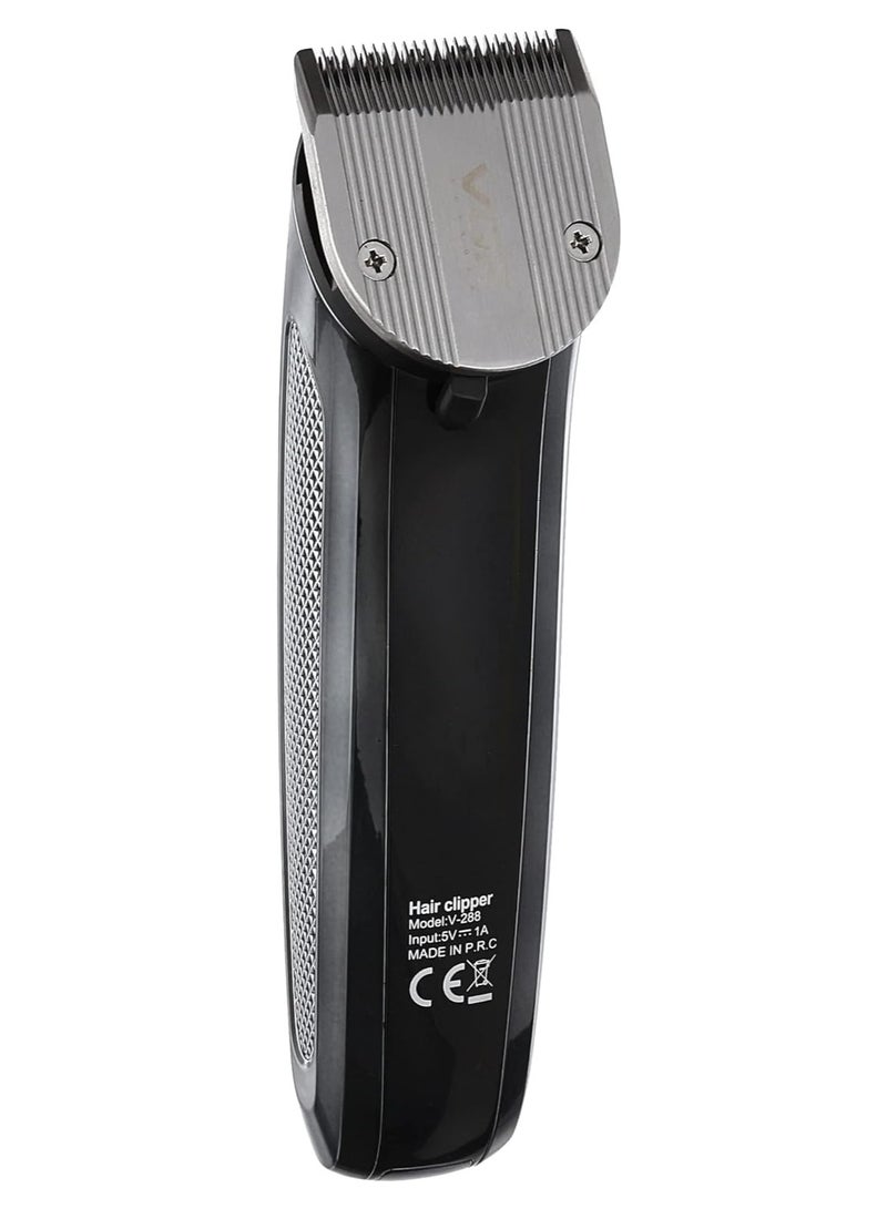 VGR Professional hair clipper with stainless steel cutting head and all-metal body, contains a rechargeable lithium battery, and has a battery capacity of 1200 mAh, model V-288.  - Image 2