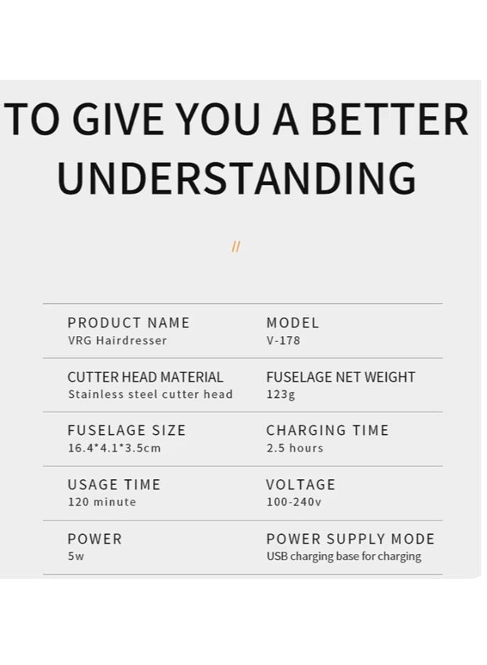 VGR Professional USB Rechargeable V-178  ,LED Display ,  Oil Bottle , Home Functional Reciprocating Shaver, Cleaning brush, Protection cap, USB charging cable  - Image 4