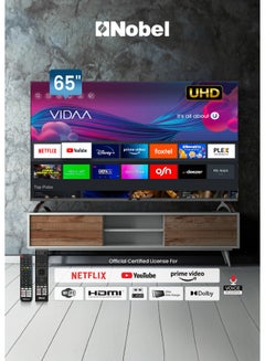 Nobel Nobel 65 Inch UHD Smart TV | 4K Ultra HD | Netflix, YouTube & Prime Video Certified | VIDAA OS | Voice Control & Bluetooth | Dual Remote Controls UHD65VIDS Black  - Image 2