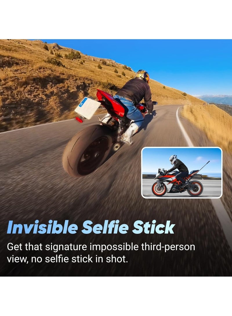 Insta360 X4 Motorcycle Bundle- 8K Waterproof 360 Action Camera, 4K Wide-Angle Video, Invisible Selfie Stick, 128GB Mcard, Removable Lens Guards, 135 Min Battery Life, AI Editing, Stabilization, for Sports  - Image 5