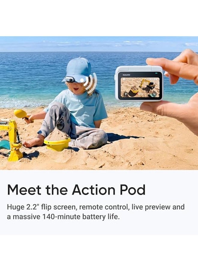 Insta360 GO 3S Arctic White (128GB) | 10m Waterproof Tiny Action Camera, 4K Wide-Angle Video, 2.2" Flip TouchScreen w/ Action Pod, Auto Stabilization, with Apple FindMy, Magnet Pendant, Clip - White - Image 3