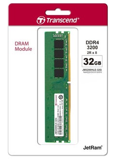 Transcend JM3200HLE-32GB Desktop Memory Ram | DDR4-3200 U-DIMM (JetRam) 5inch Green  - Image 1