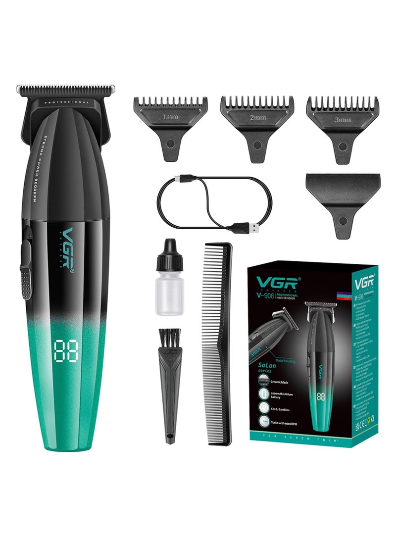 VGR Fresh Fade Professional Hair Trimmer, 9000rpm Zero Gapped Beard Trimmer for Men, DLC T-Blade Cordless Hair Clipper/Trimmer for Barbers and USB Rechargeable - V-906  - Image 1
