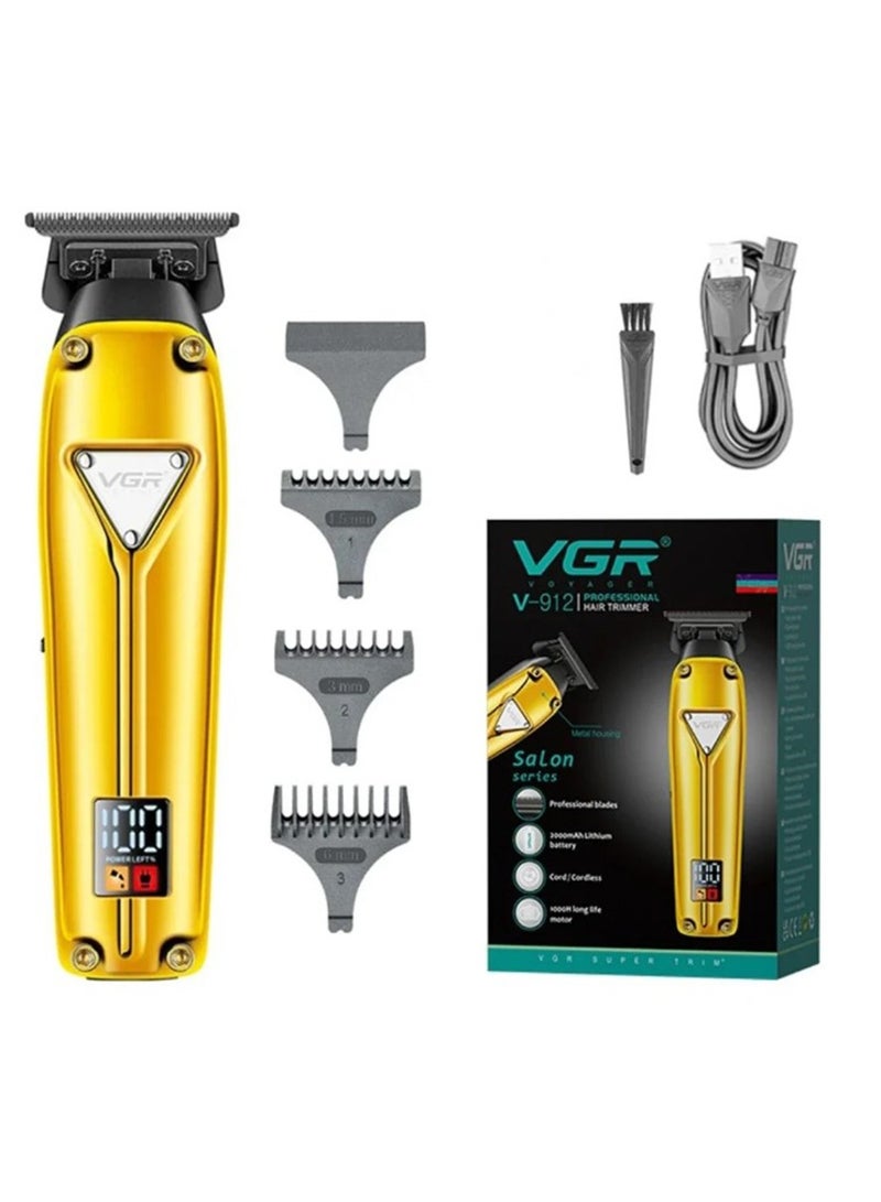 في جي آر - Professional hair clipper designed for men, features a powerful 5W motor and a 2000mAh lithium battery, suitable for both professionals and beginners, the clipper uses high quality ceramic blades Model V-912 - Image 1