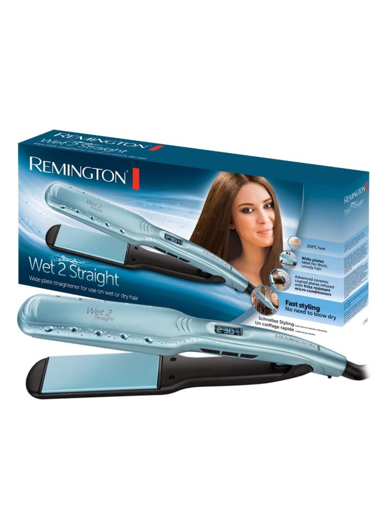 REMINGTON Wet 2 Straight Hair Straightener, Wet and Dry Hair, Wide Floating Plates, Advanced Anti-Frizz Ceramic, 10 Temperatures up to 230°C, Digital, S7350 - Image 1