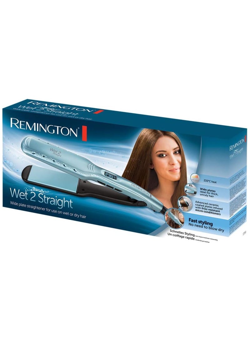 REMINGTON Wet 2 Straight Hair Straightener, Wet and Dry Hair, Wide Floating Plates, Advanced Anti-Frizz Ceramic, 10 Temperatures up to 230°C, Digital, S7350 - Image 2