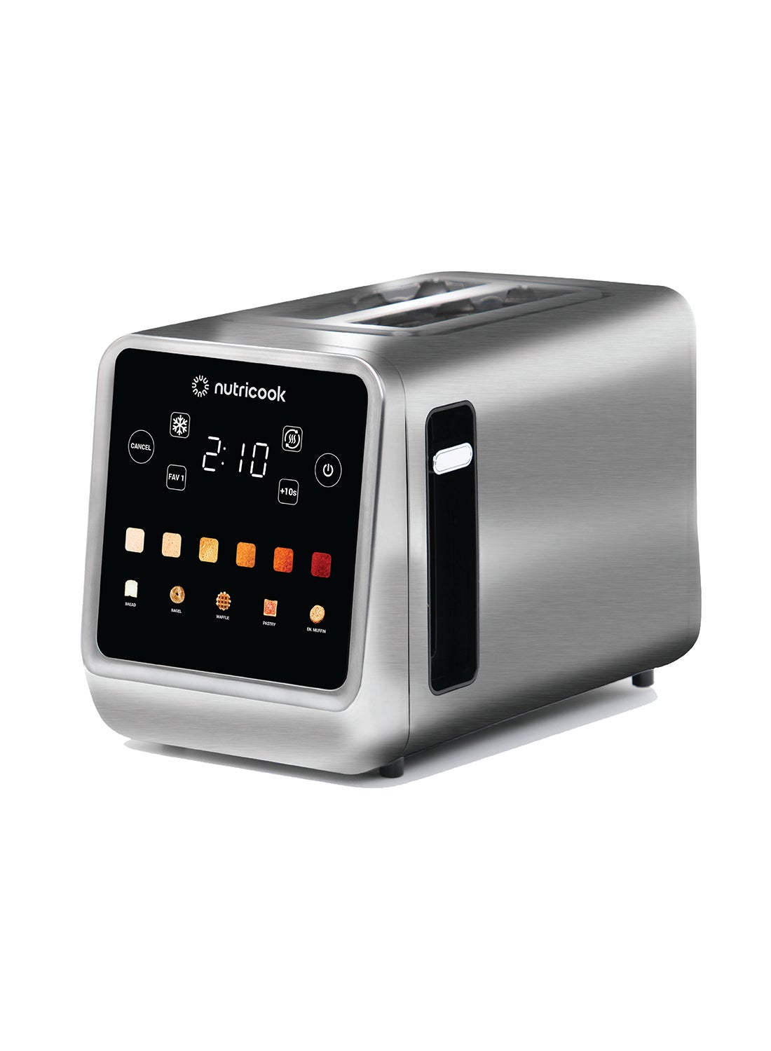 نيوتري كوك Toasti Digital Toaster - 2-Slice With Intuitive Touch-screen Display, 6 Shade Settings, 5 Bread Options, Favorite Button, Warming Rack, Crumb Tray,  Reheat | Defrost, 2 Years Warranty 850 W Toasti Silver 