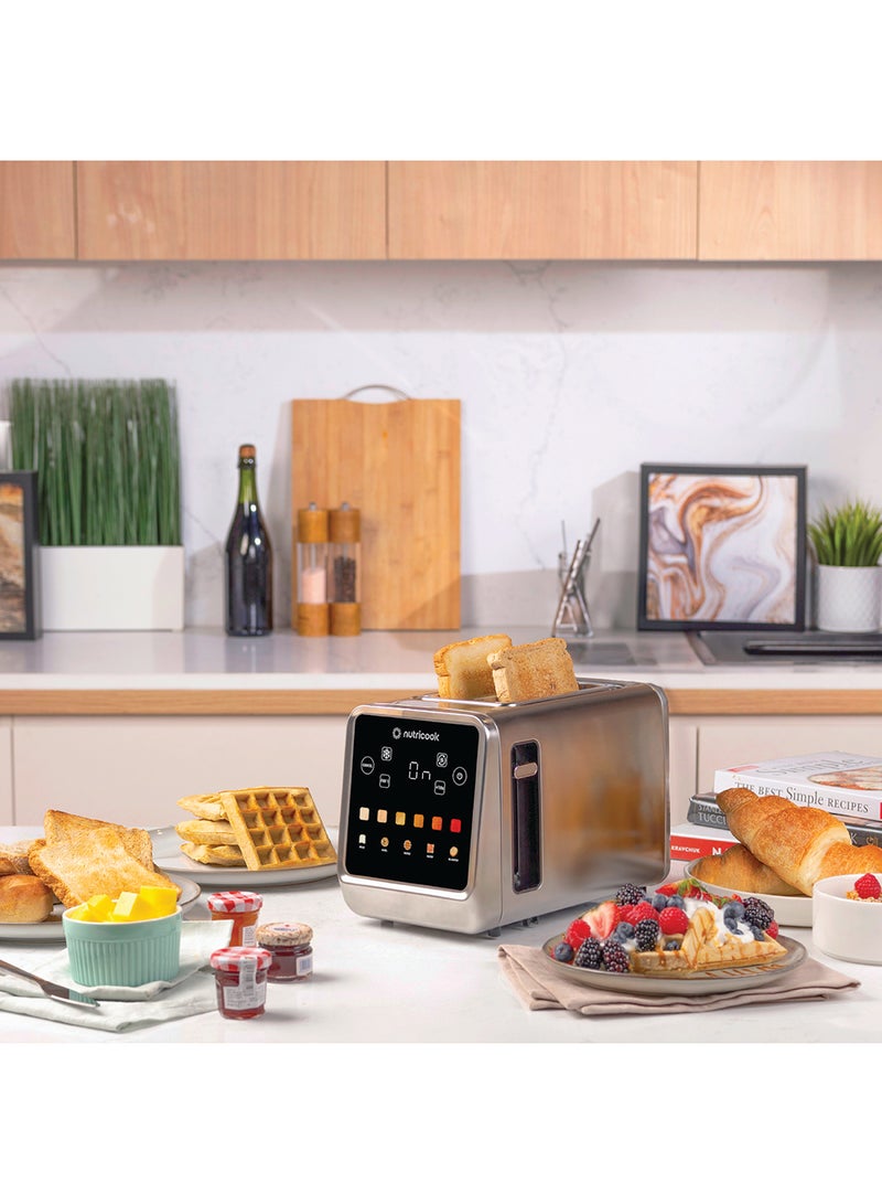 nutricook - Toasti Digital Toaster - 2-Slice With Intuitive Touch-screen Display, 6 Shade Settings, 5 Bread Options, Favorite Button, Warming Rack, Crumb Tray,  Reheat | Defrost, 2 Years Warranty 850 W Toasti Silver - Image 1