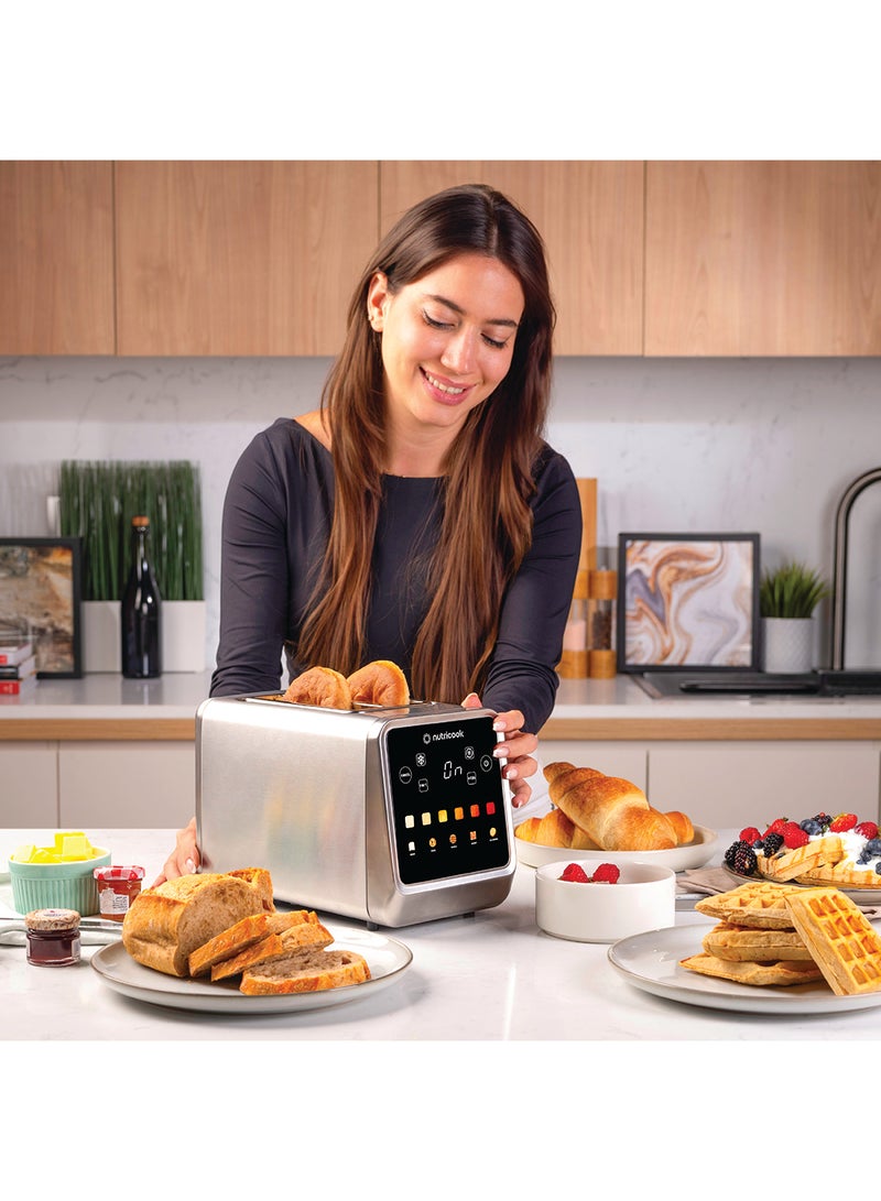 nutricook - Toasti Digital Toaster - 2-Slice With Intuitive Touch-screen Display, 6 Shade Settings, 5 Bread Options, Favorite Button, Warming Rack, Crumb Tray,  Reheat | Defrost, 2 Years Warranty 850 W Toasti Silver - Image 1