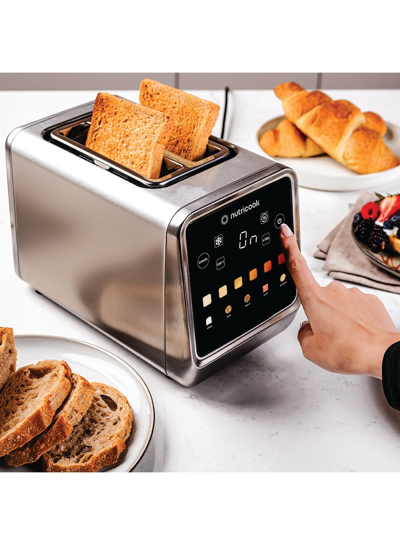 nutricook - Toasti Digital Toaster - 2-Slice With Intuitive Touch-screen Display, 6 Shade Settings, 5 Bread Options, Favorite Button, Warming Rack, Crumb Tray,  Reheat | Defrost, 2 Years Warranty 850 W Toasti Silver - Image 1
