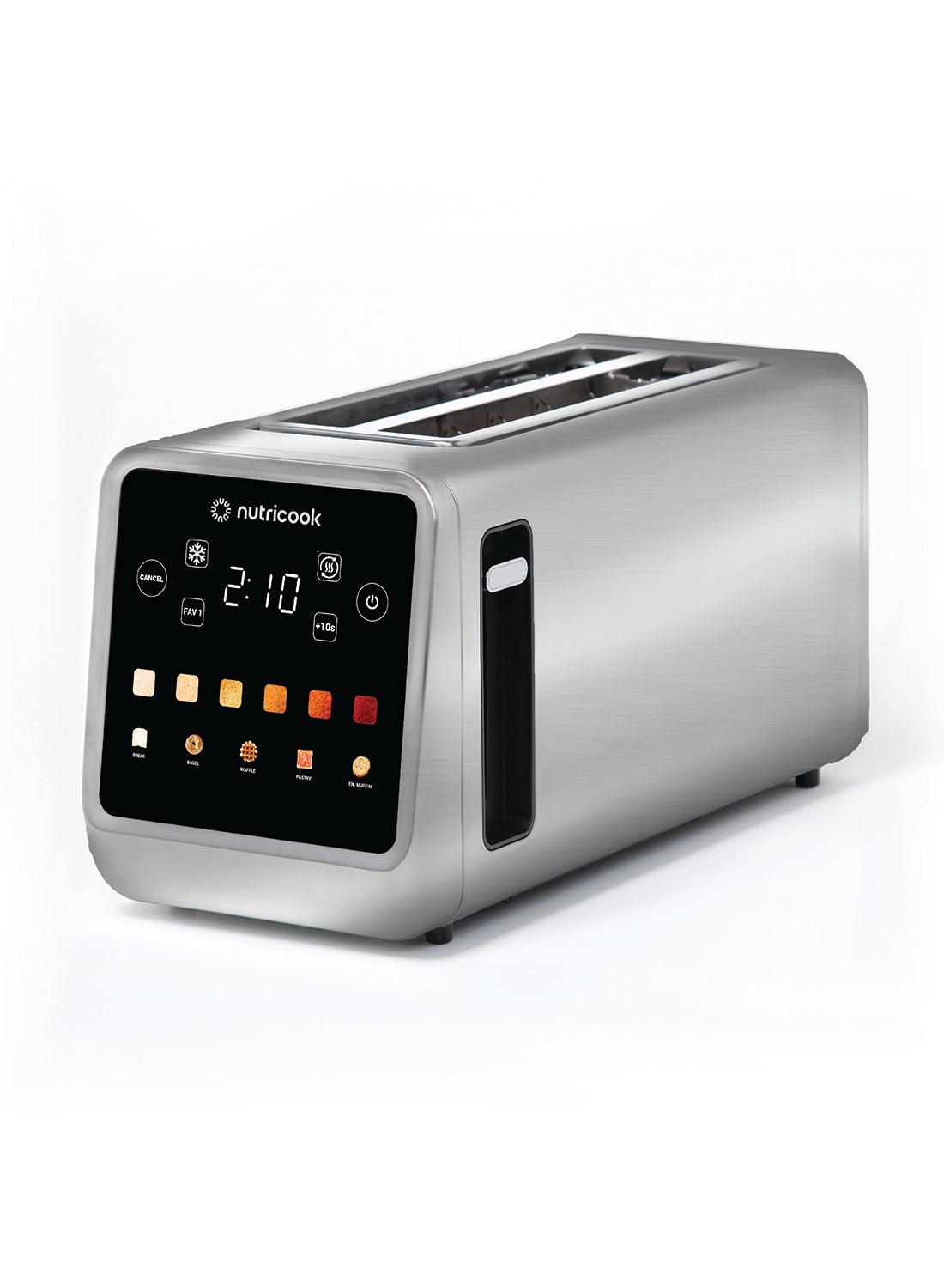 نيوتري كوك Toasti Digital Toaster - 4-Slice with Intuitive Touch-screen Display, 6 Shade Settings, 5 Bread Options, Favorite Button, Warming Rack, Crumb Tray,  Reheat | Defrost, 2 Years Warranty 1450 W Toasti Silver 