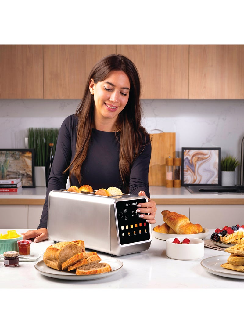nutricook - Toasti Digital Toaster - 4-Slice with Intuitive Touch-screen Display, 6 Shade Settings, 5 Bread Options, Favorite Button, Warming Rack, Crumb Tray,  Reheat | Defrost, 2 Years Warranty 1450 W Toasti Silver - Image 1