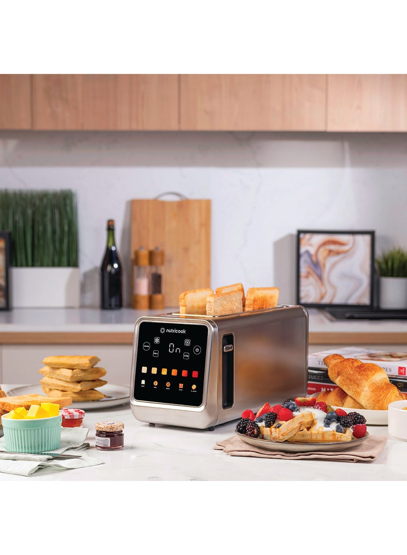 nutricook - Toasti Digital Toaster - 4-Slice with Intuitive Touch-screen Display, 6 Shade Settings, 5 Bread Options, Favorite Button, Warming Rack, Crumb Tray,  Reheat | Defrost, 2 Years Warranty 1450 W Toasti Silver - Image 1