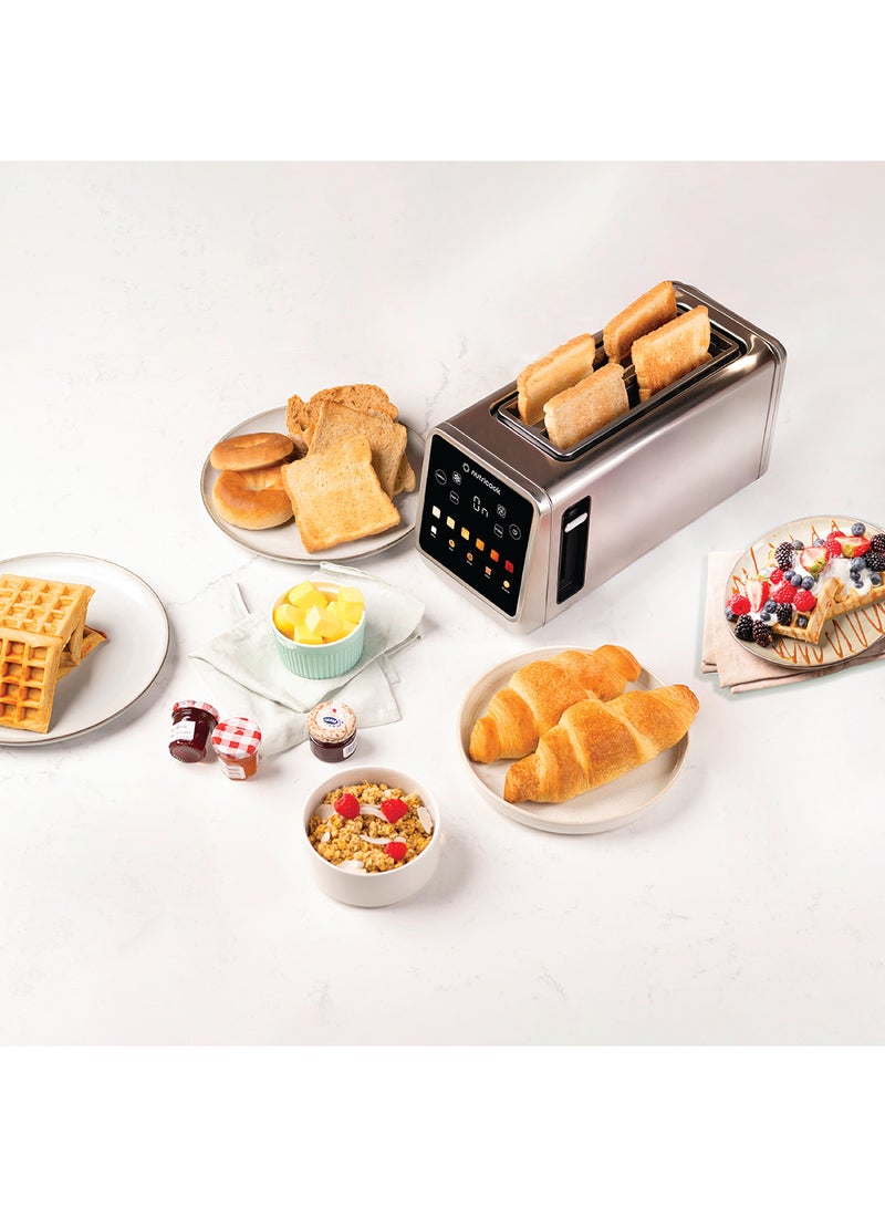 nutricook - Toasti Digital Toaster - 4-Slice with Intuitive Touch-screen Display, 6 Shade Settings, 5 Bread Options, Favorite Button, Warming Rack, Crumb Tray,  Reheat | Defrost, 2 Years Warranty 1450 W Toasti Silver - Image 1