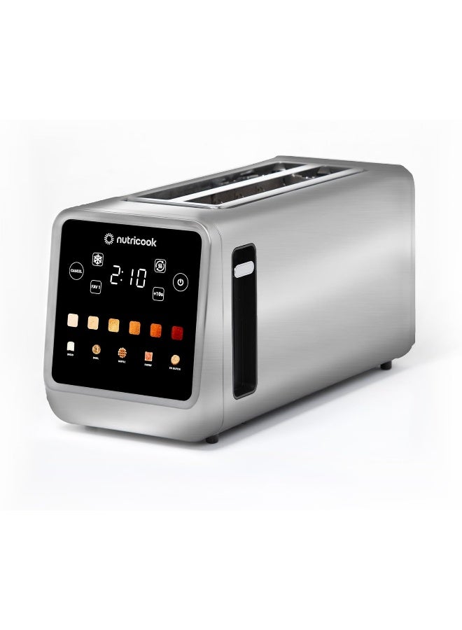 nutricook Toasti Digital Toaster - 4-Slice with Intuitive Touch-screen Display, 6 Shade Settings, 5 Bread Options, Favorite Button, Warming Rack, Crumb Tray,  Reheat | Defrost, 2 Years Warranty 1450 W NC-TS401 Silver - Image 1