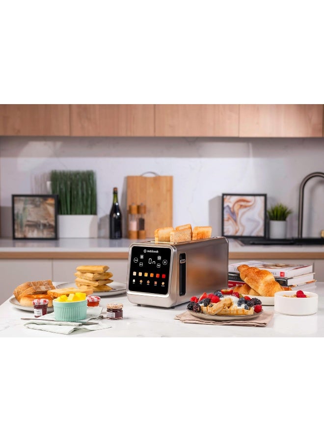 nutricook Toasti Digital Toaster - 4-Slice with Intuitive Touch-screen Display, 6 Shade Settings, 5 Bread Options, Favorite Button, Warming Rack, Crumb Tray,  Reheat | Defrost, 2 Years Warranty 1450 W NC-TS401 Silver - Image 2