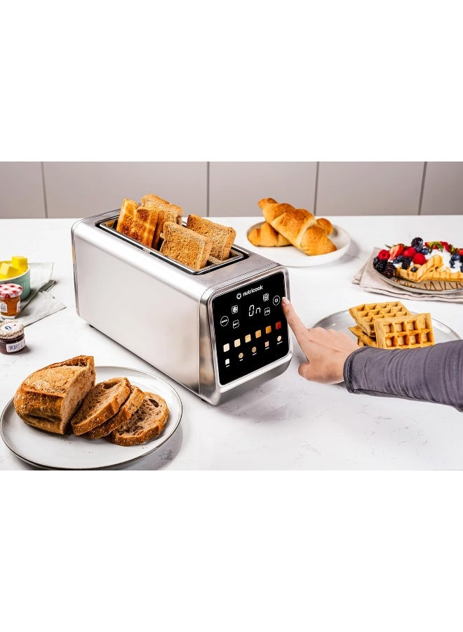 nutricook Toasti Digital Toaster - 4-Slice with Intuitive Touch-screen Display, 6 Shade Settings, 5 Bread Options, Favorite Button, Warming Rack, Crumb Tray,  Reheat | Defrost, 2 Years Warranty 1450 W NC-TS401 Silver - Image 3