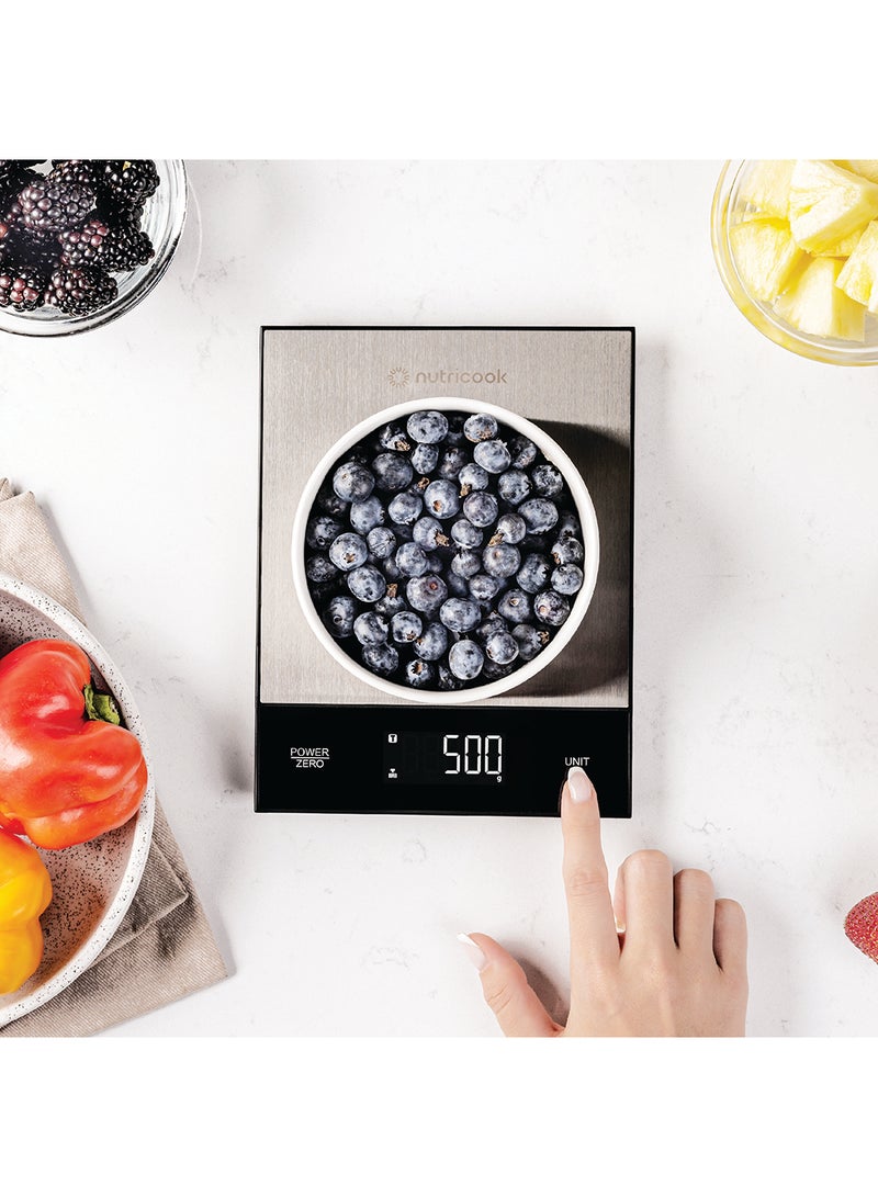 nutricook Nutricook Food Scale, 11lb Digital Kitchen Scale, Weight in Grams and Ounces (1g Precise) for Baking, Cooking, Nutrition and Meal Prep, Tare Function KS205PK Silver  - Image 3