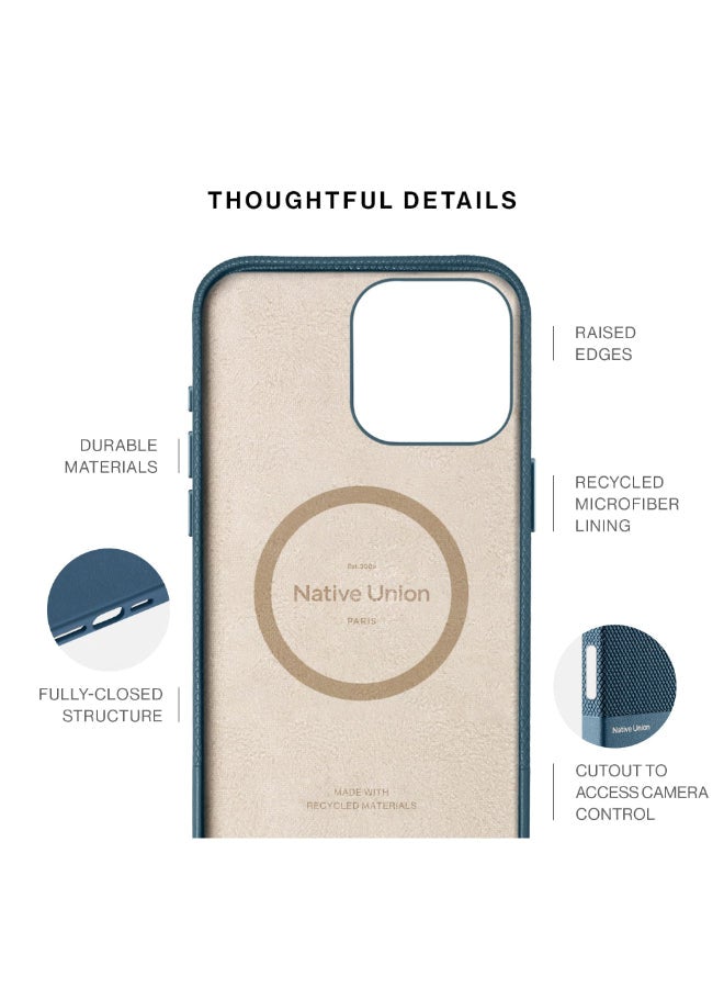 Native Union (RE)Classic Leather Case w/ Magsafe for Apple iPhone 16 Pro Max 6.9" 2024| Italian Leather from Recycled Materials, 6-Ft Drop And Scratch Protection, Raised Edges, Wireless Charging - Navy - Image 2
