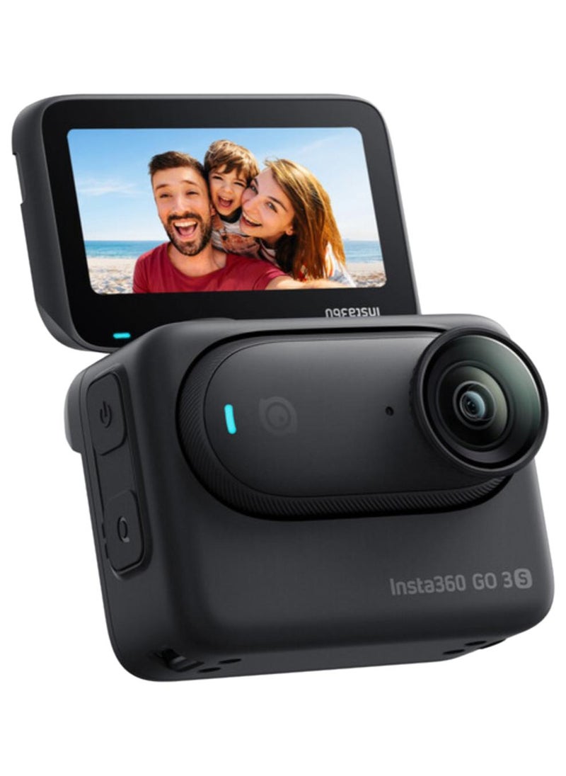 Insta360 GO 3S Midnight Black (128GB) | 10m Waterproof Tiny Action Camera, 4K Wide-Angle Video, 2.2" Flip TouchScreen w/ Action Pod, Auto Stabilization, with Apple FindMy, Magnet Pendant, Clip - Image 1