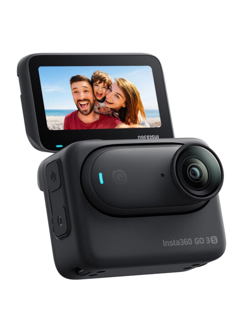 Insta360 GO 3S Midnight Black (128GB) | 10m Waterproof Tiny Action Camera, 4K Wide-Angle Video, 2.2" Flip TouchScreen w/ Action Pod, Auto Stabilization, with Apple FindMy, Magnet Pendant, Clip - Image 1